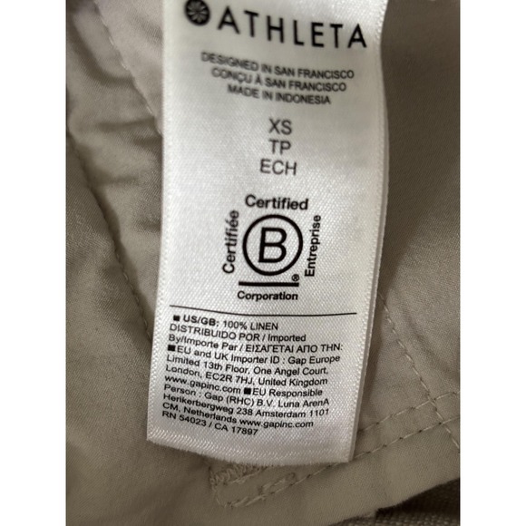 Athleta Pants Womens XS Beige 100% Linen Casual Relaxed Resortwear Atheltic - Picture 3 of 6